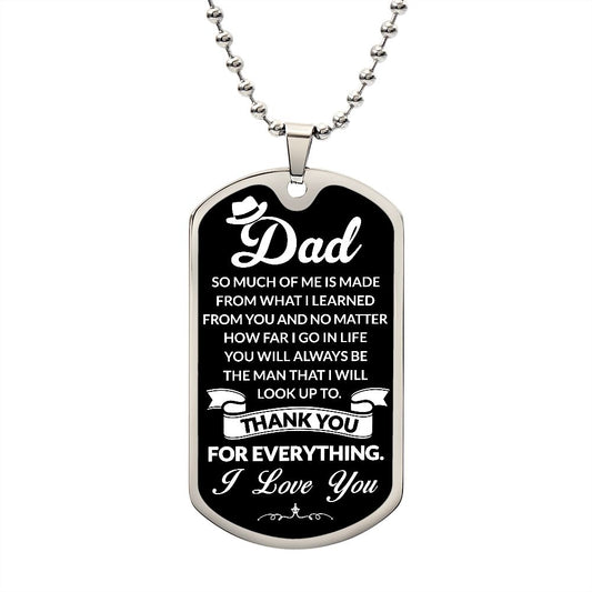 Dad Thank You | Dog Tag Military Chain