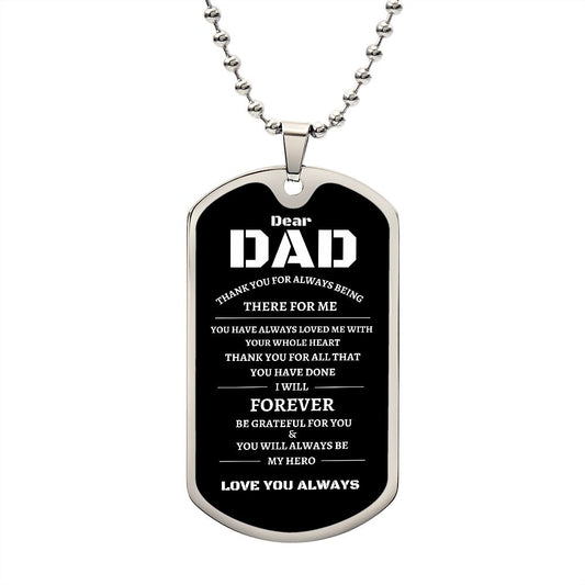 Dear Dad - Thank you My Hero | Dog Tag Military Chain