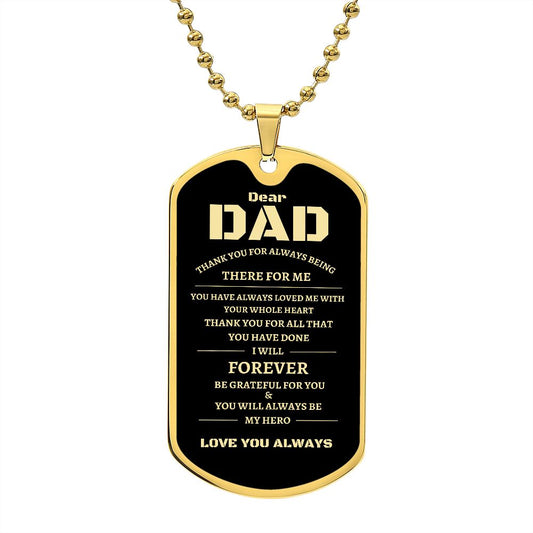 Dear Dad - Thank you My Hero | Dog Tag Military Chain