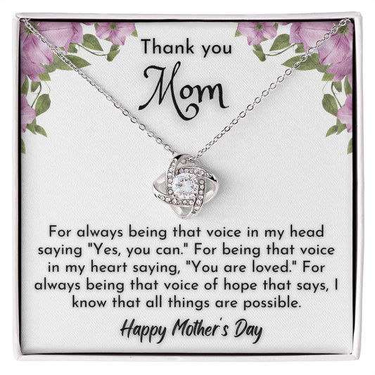 Thank you Mom Love Knot necklace