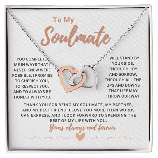 To My Soulmate | You Complete Me - Interlocking Hearts Necklace