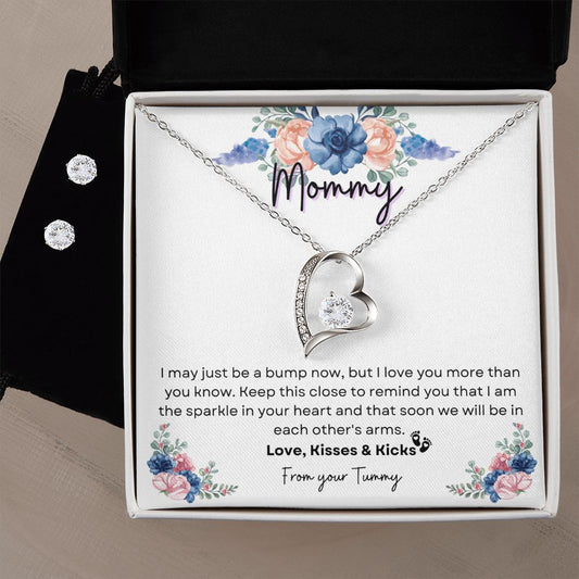 Best Heartfelt Gift for Mommy to Be, Expecting Mother, Baby Shower, Pregnancy Gift |Forever Love Necklace & Earing Set